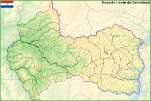 Mapa físico del departamento de Canindeyú
