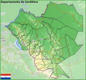 Mapa físico del departamento de Cordillera