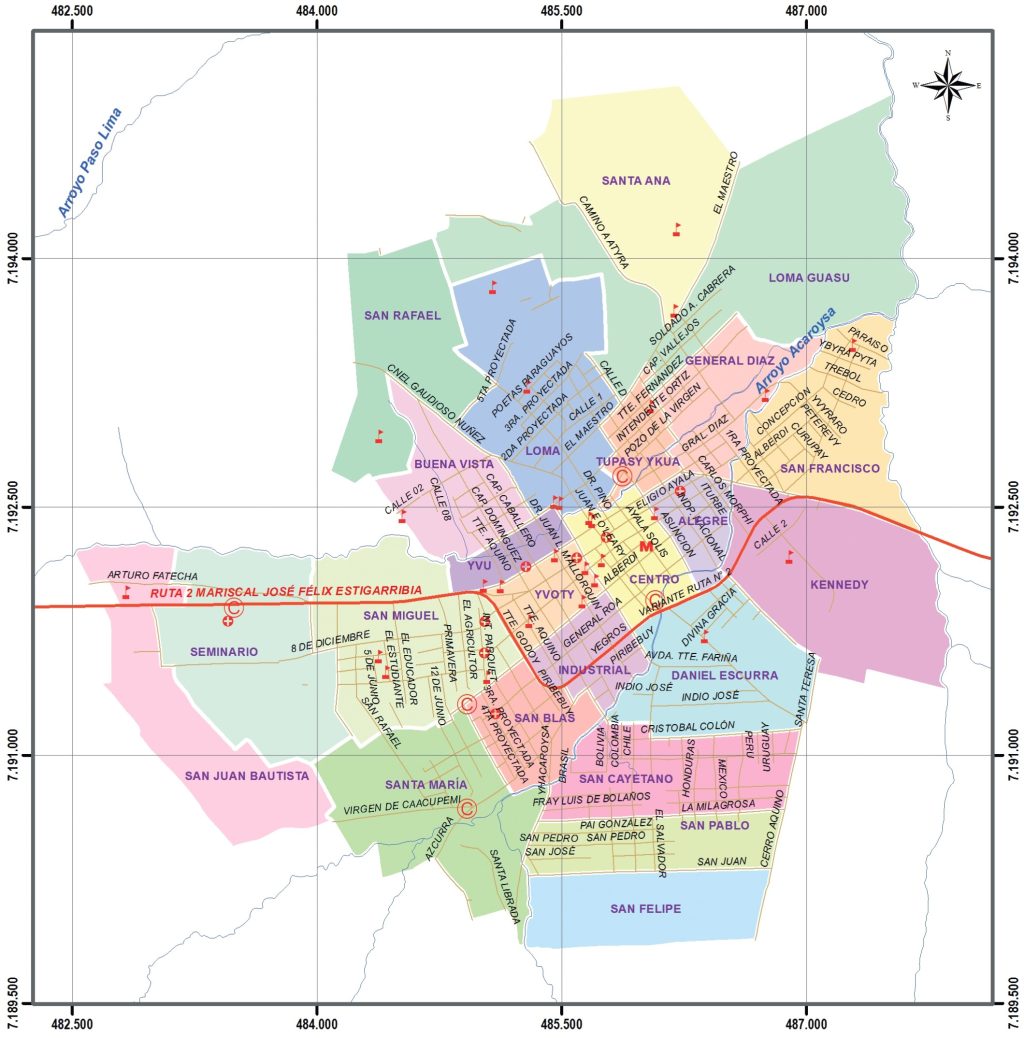 Plano de la ciudad de Caacupé.
