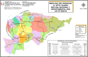 Mapa de carreteras del departamento de Guairá