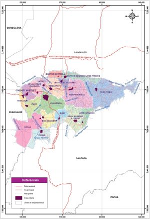 Mapa político del departamento de Guairá