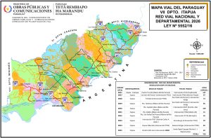 Mapa de carreteras del departamento de Itapúa