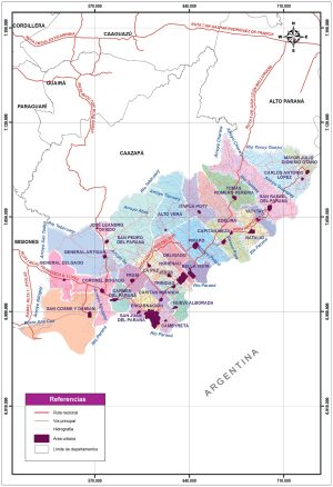 Mapa político del departamento de Itapúa