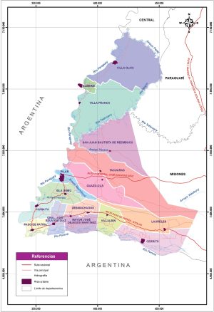 Mapa político del departamento de Ñeembucú