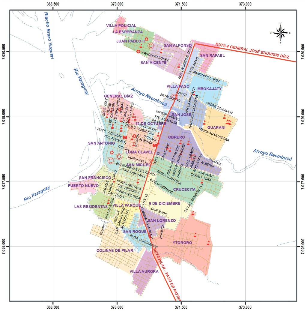 Plano de la ciudad de Pilar.