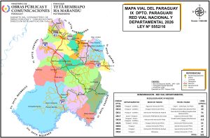 Mapa de carreteras del departamento de Paraguarí