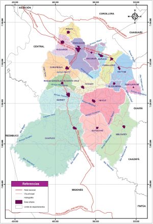 Mapa político del departamento de Paraguarí