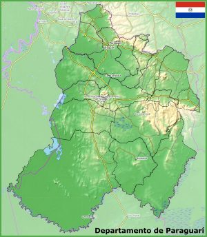 Mapa físico del departamento de Paraguarí
