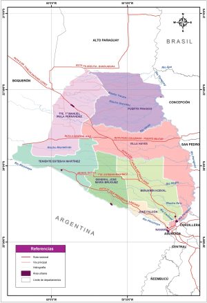 Mapa político del departamento de Presidente Hayes