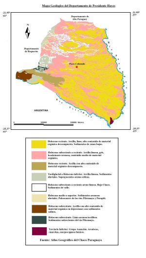 Mapa geológico del departamento de Presidente Hayes