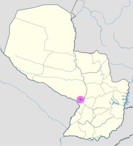 Mapa de ubicación de la ciudad de Villa Hayes en Paraguay.
