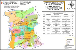 Mapa de carreteras del departamento de San Pedro (Paraguay)