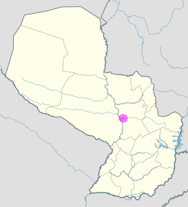 Mapa de ubicación de la ciudad de San Pedro de Ycuamandiyú en Paraguay.