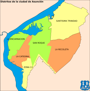 ¿Cuáles son los distritos de Asunción?