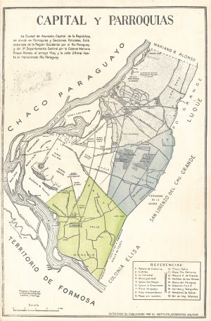 Plano de Asunción, titulado «Capital y Parroquias» de 1960