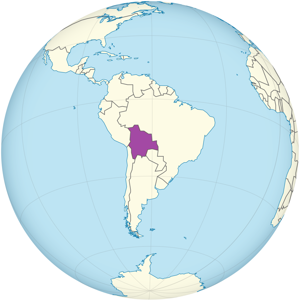 Mapa de ubicación de Bolivia.