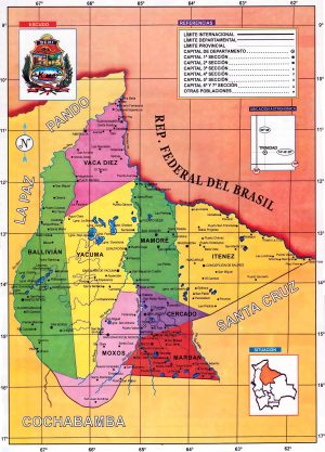 Mapa político del departamento del Beni