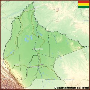Mapa físico del departamento del Beni