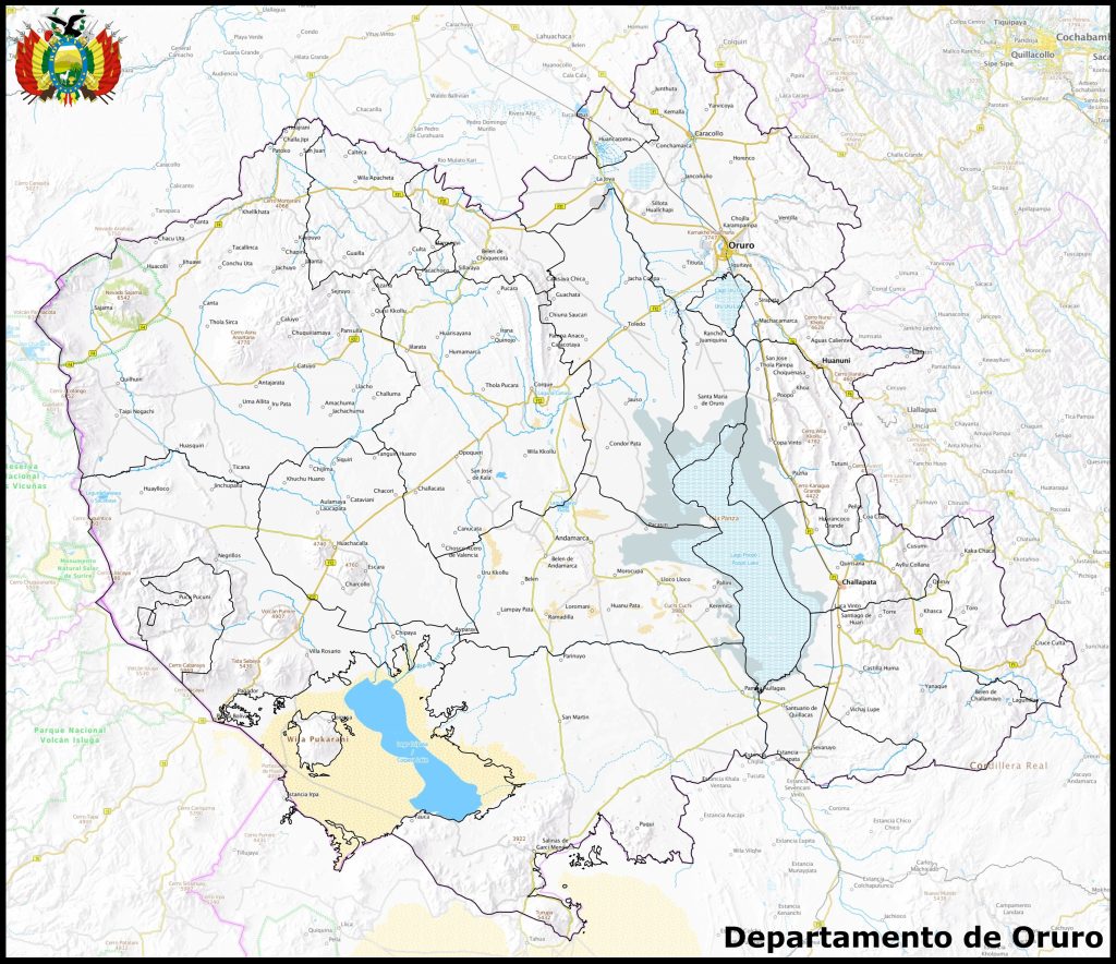Mapa del departamento de Oruro.