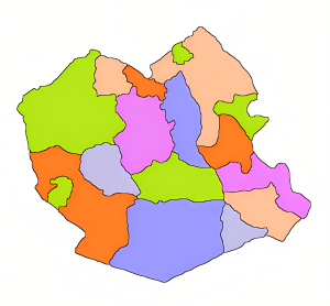 Mapa mudo coloreado del departamento de Oruro.