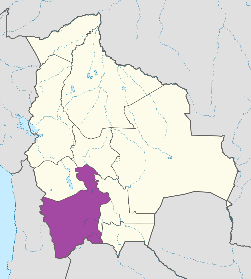 Mapa de ubicaci&oacute;n del departamento de Potos&iacute; en Bolivia.