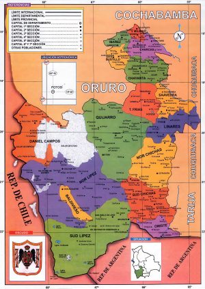 Mapa pol&iacute;tico del departamento de Potos&iacute;