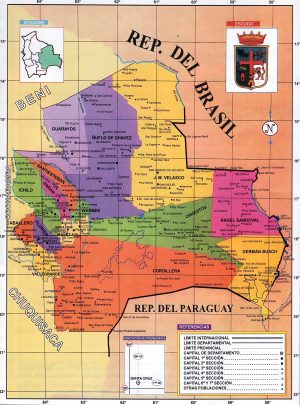 Mapa pol&iacute;tico del departamento de Santa Cruz (Bolivia)