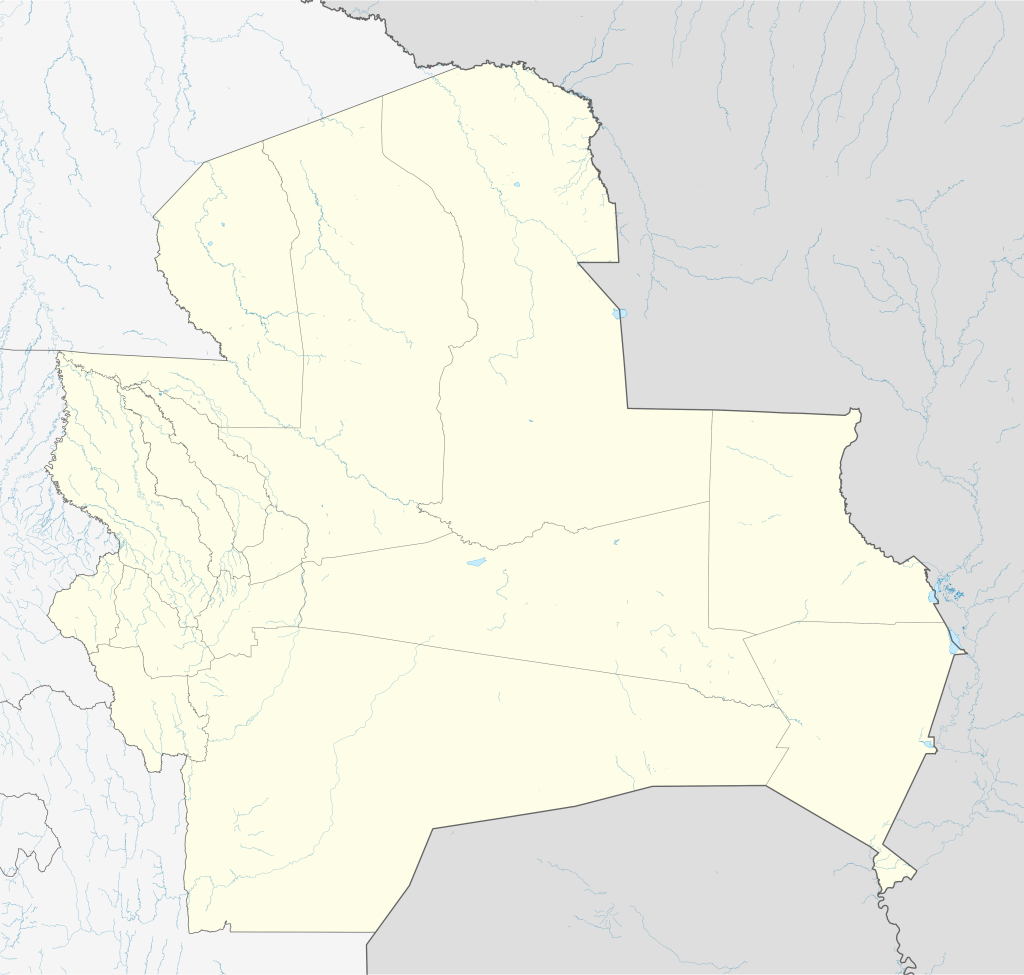 Mapa mudo del departamento de Santa Cruz (Bolivia).