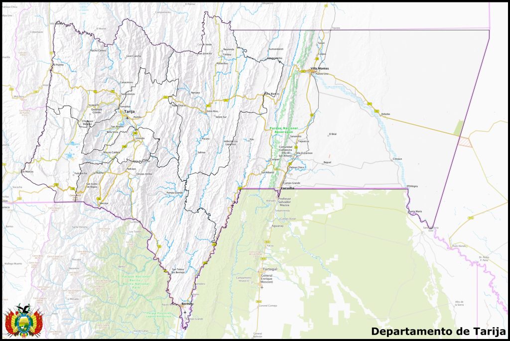 Mapa del departamento de Tarija.