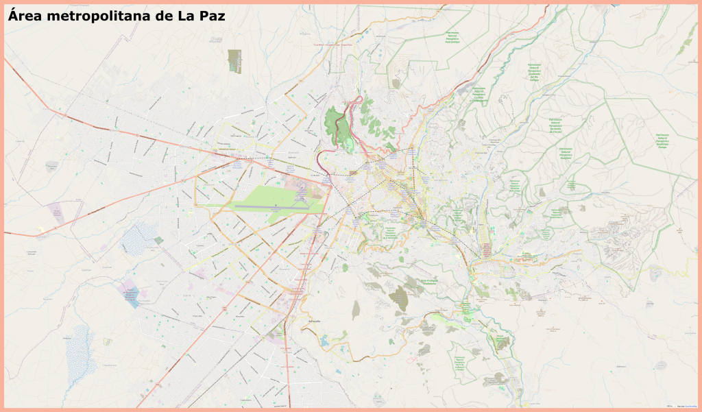 Plano del &aacute;rea metropolitana de La Paz.