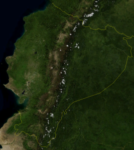 Imagen satelital de Ecuador.