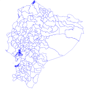 Mapa en blanco de los cantones de Ecuador.