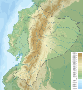 Mapa físico en blanco de Ecuador.
