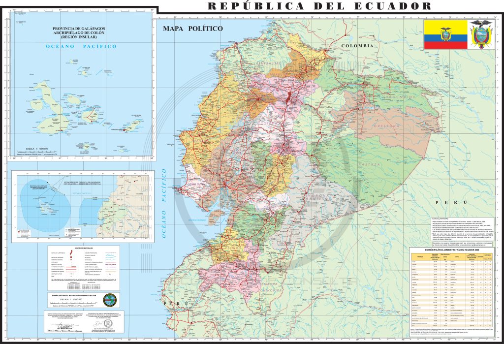 Mapa pol&iacute;tico de Ecuador.