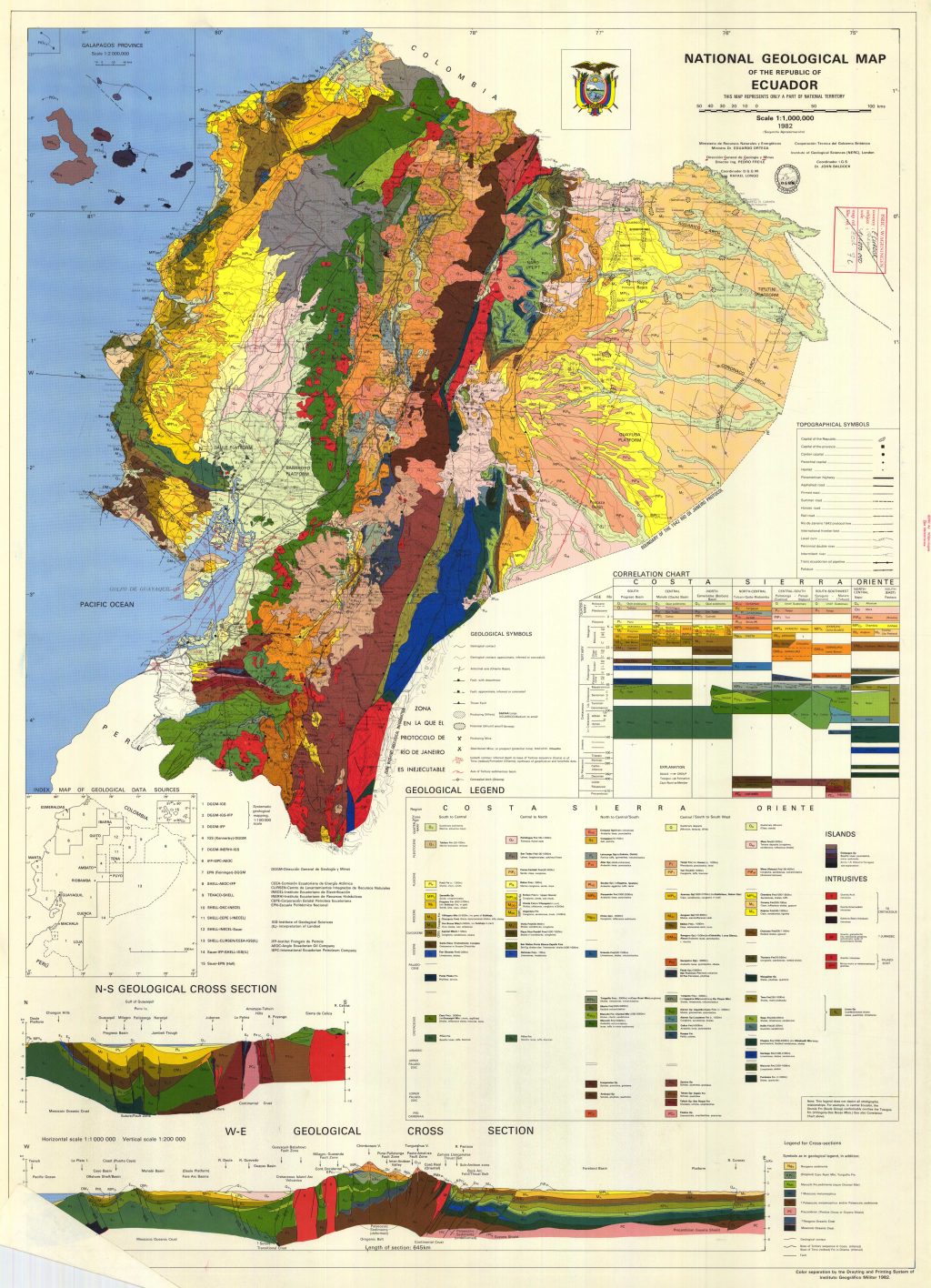 Mapa geol&oacute;gico de Ecuador.