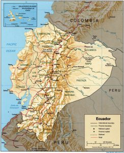 Mapa de relieve sombreado de Ecuador.