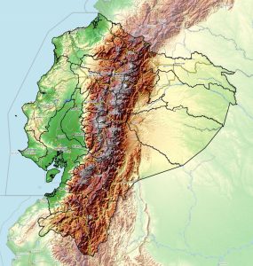 Mapa topogr&aacute;fico de Ecuador.
