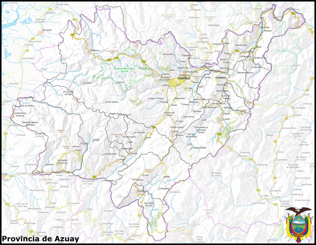 Mapa de la provincia de Azuay.