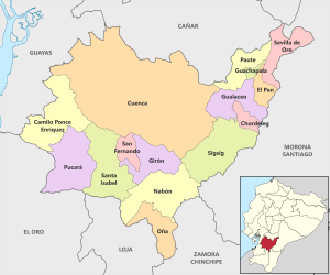 Mapa pol&iacute;tico de la provincia de Azuay
