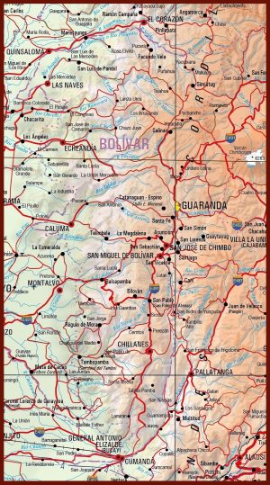 Mapa f&iacute;sico de la provincia de Bol&iacute;var (Ecuador)