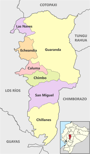 Mapa pol&iacute;tico de la provincia de Bol&iacute;var (Ecuador)
