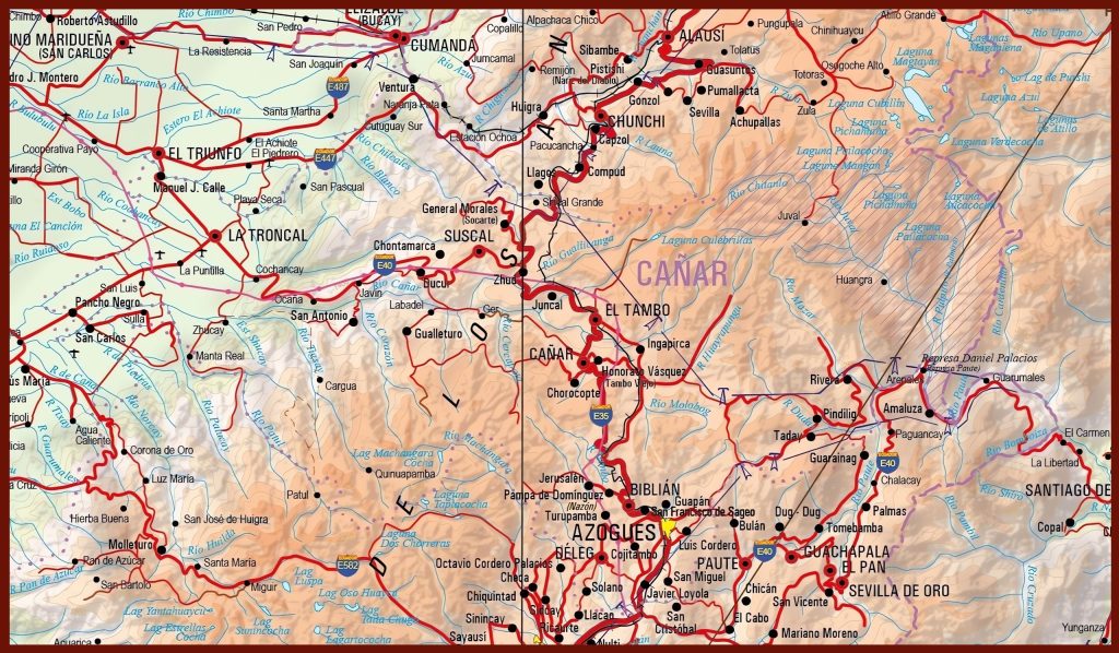 Mapa f&iacute;sico de la provincia del Ca&ntilde;ar.