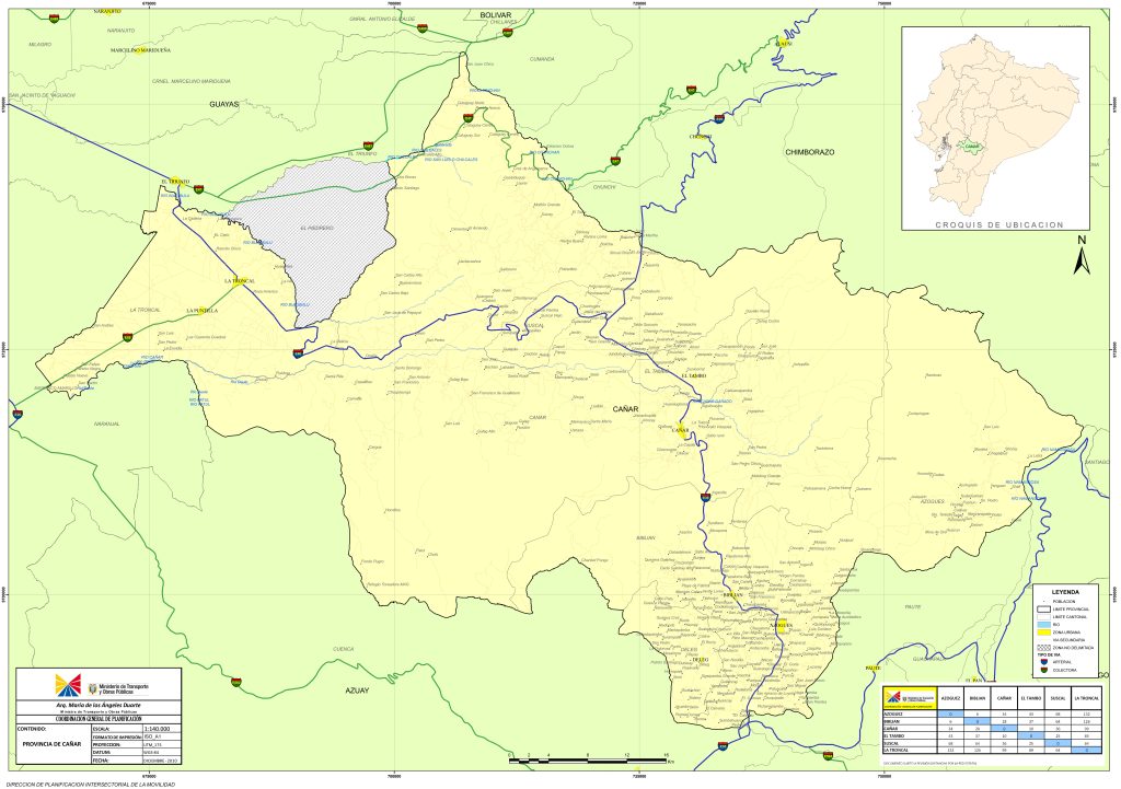 Mapa de carreteras de la provincia del Ca&ntilde;ar.