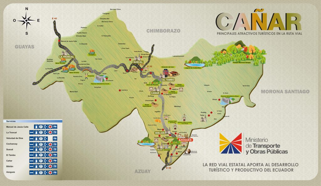 Mapa tur&iacute;stico pict&oacute;rico de la provincia del Ca&ntilde;ar.