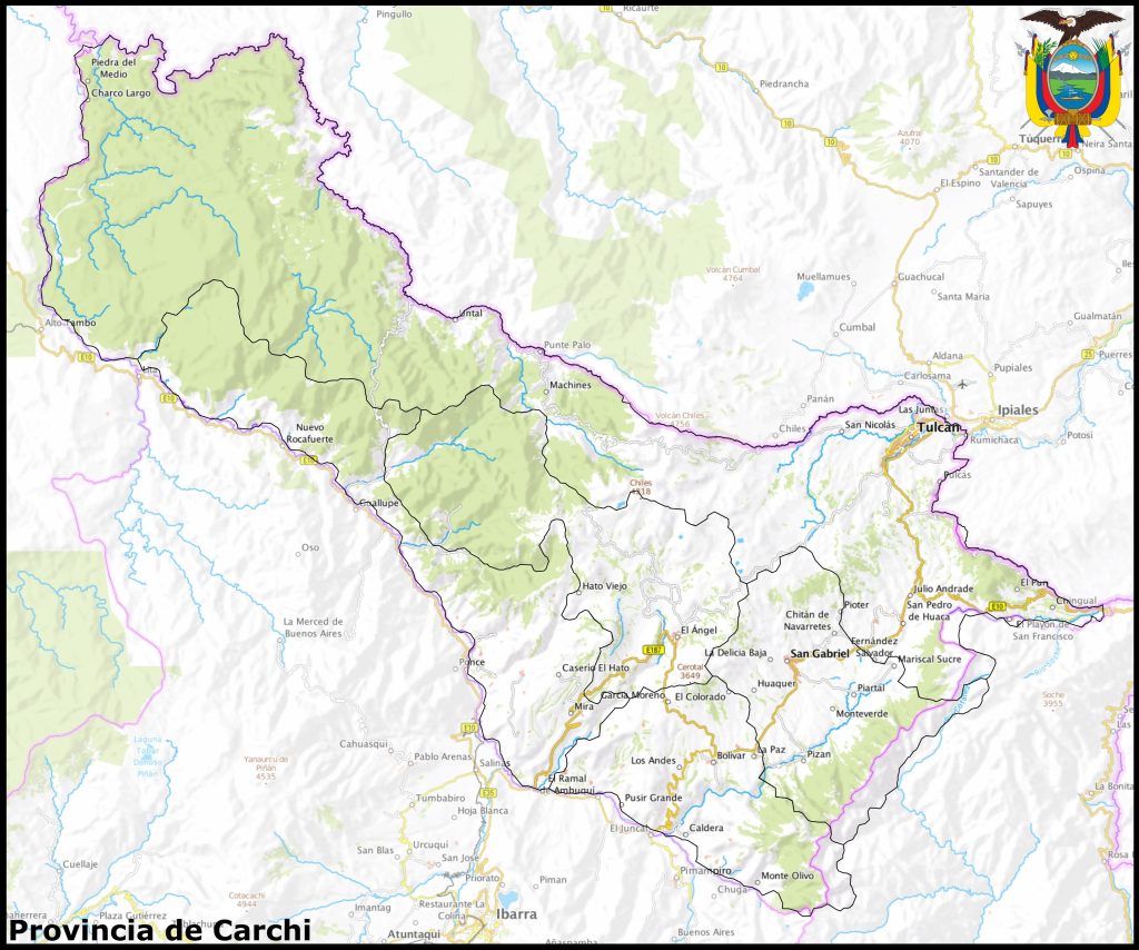 Mapa de la provincia de Carchi.