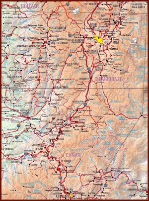 Mapa f&iacute;sico de la provincia de Chimborazo