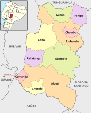 Mapa pol&iacute;tico de la provincia de Chimborazo