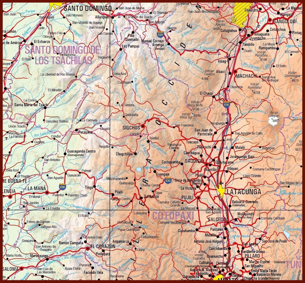 Mapa f&iacute;sico de la provincia de Cotopaxi.
