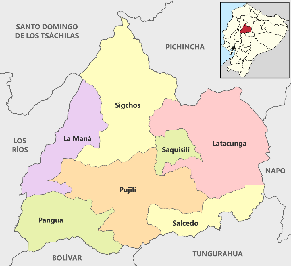 Mapa pol&iacute;tico de la provincia de Cotopaxi.