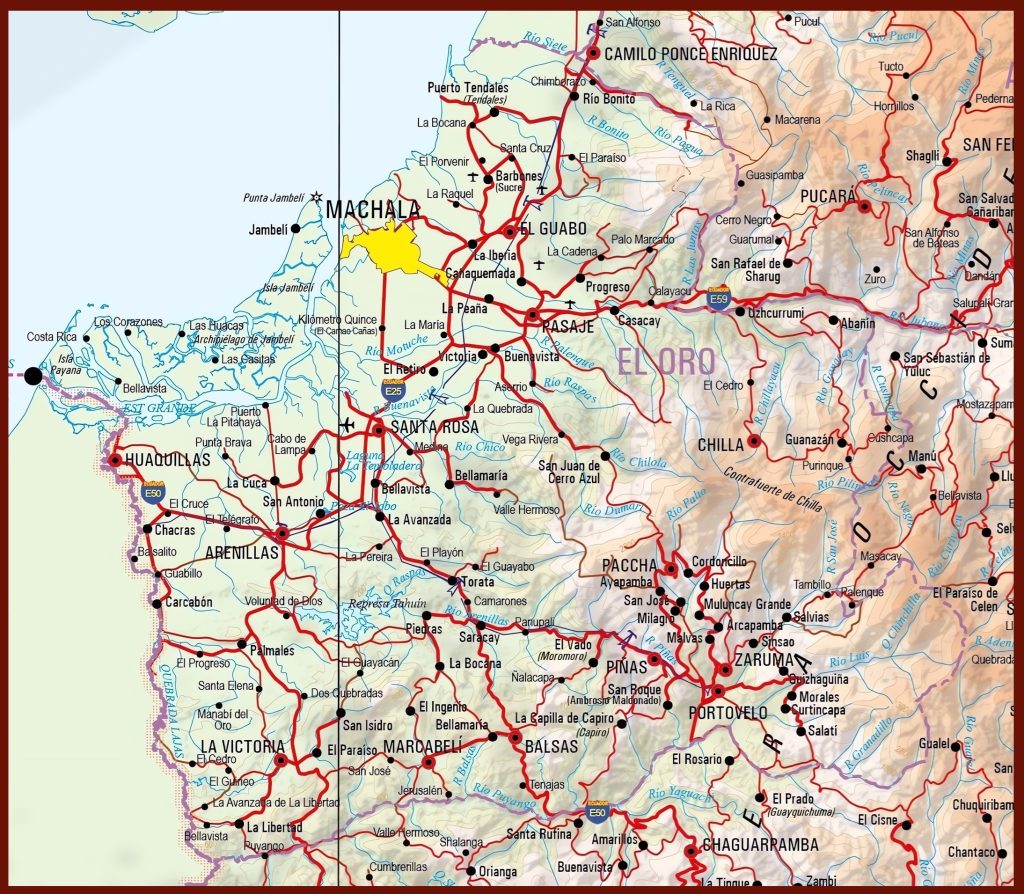 Mapa f&iacute;sico de la provincia de El Oro.